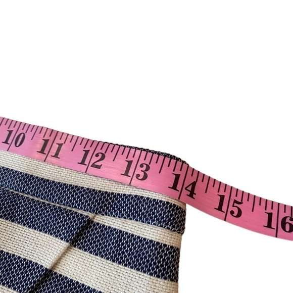 J Crew Factory Asymmetrical Blueish Grey & Cream Stripe Cotton Mini Skirt Sz 00 - Picture 6 of 8